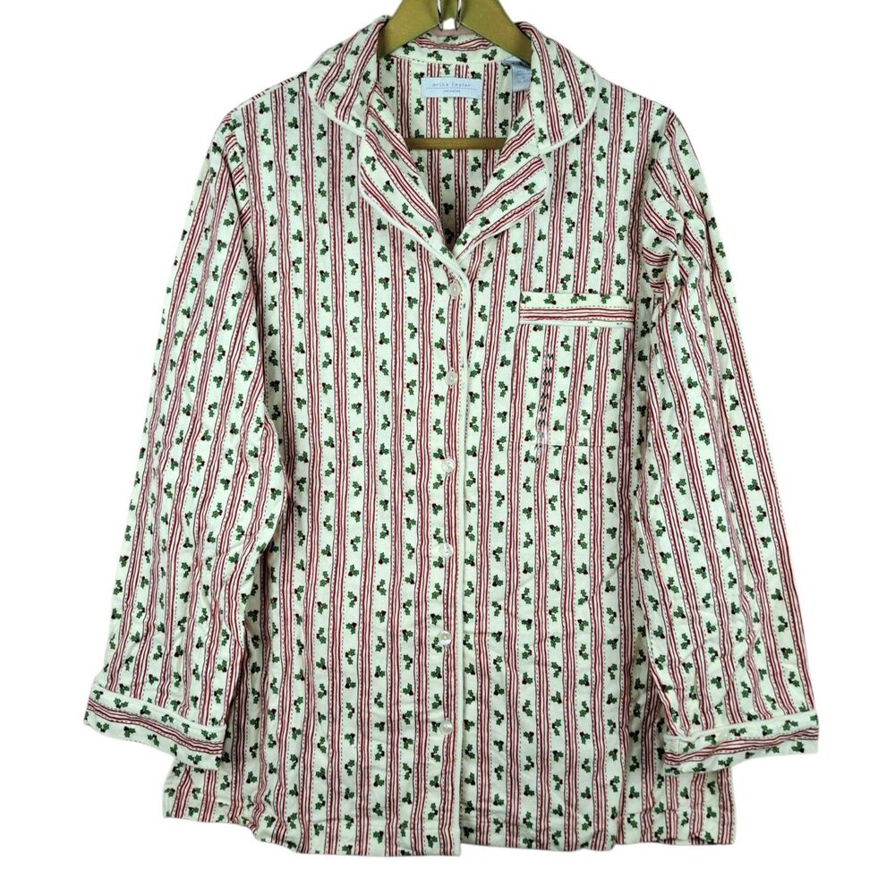 Vintage NWT Erika Taylor Christmas Holly Leaves Pajamas Shirt Size M